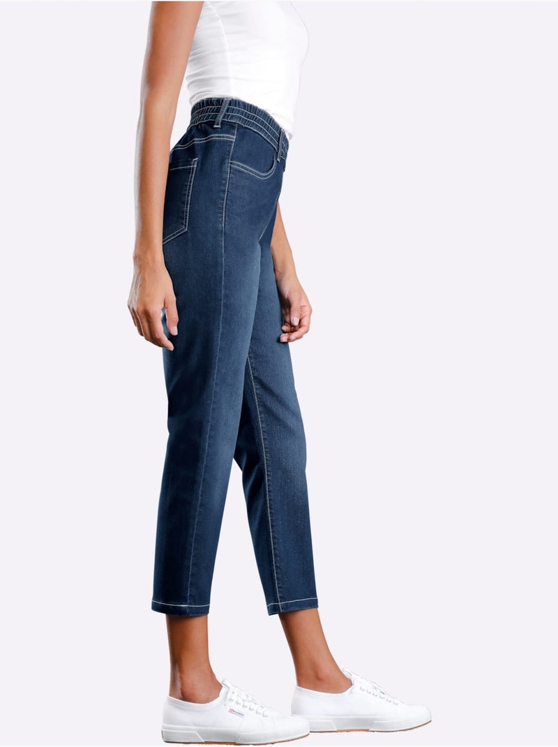 Jean 7/8 Ceinture Haute - Taille Standard - Moda Vilona Bleu jean - Kiabi