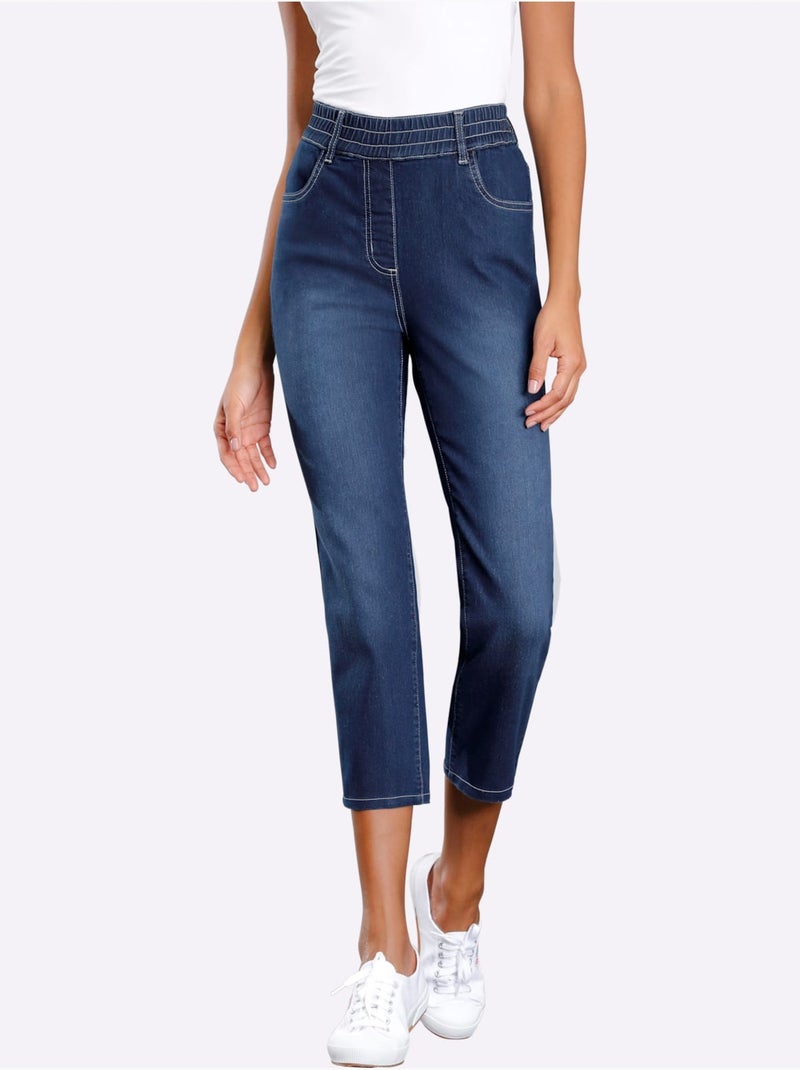 Jean 7/8 Ceinture Haute - Taille Standard - Moda Vilona Bleu jean - Kiabi