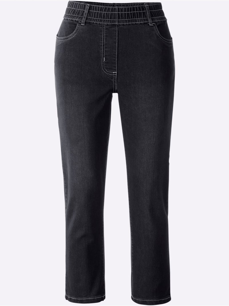 Jean 7/8 Ceinture Haute - Taille Standard - Moda Vilona Noir - Kiabi