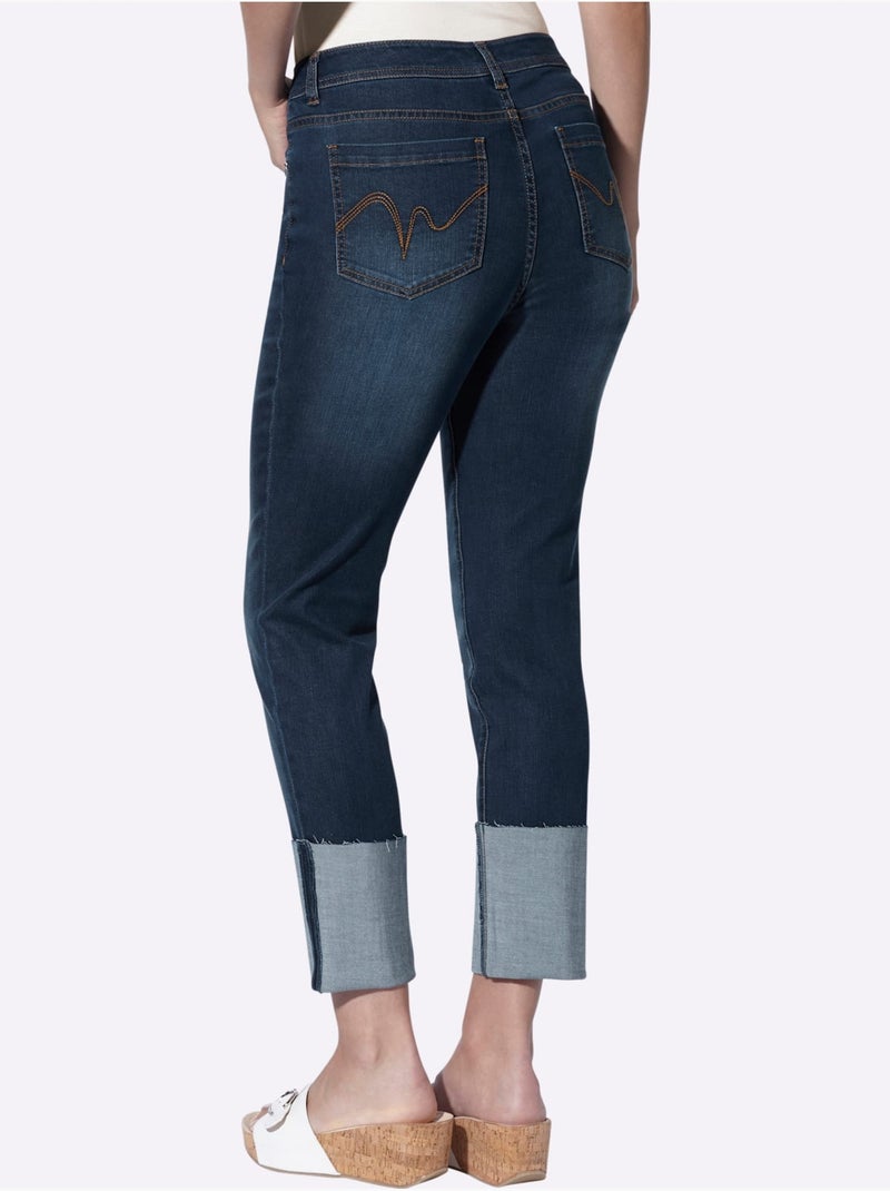 Jean 7/8 Coupe 5 Poches Moderne - Taille Standard - Helline Bleu jean - Kiabi