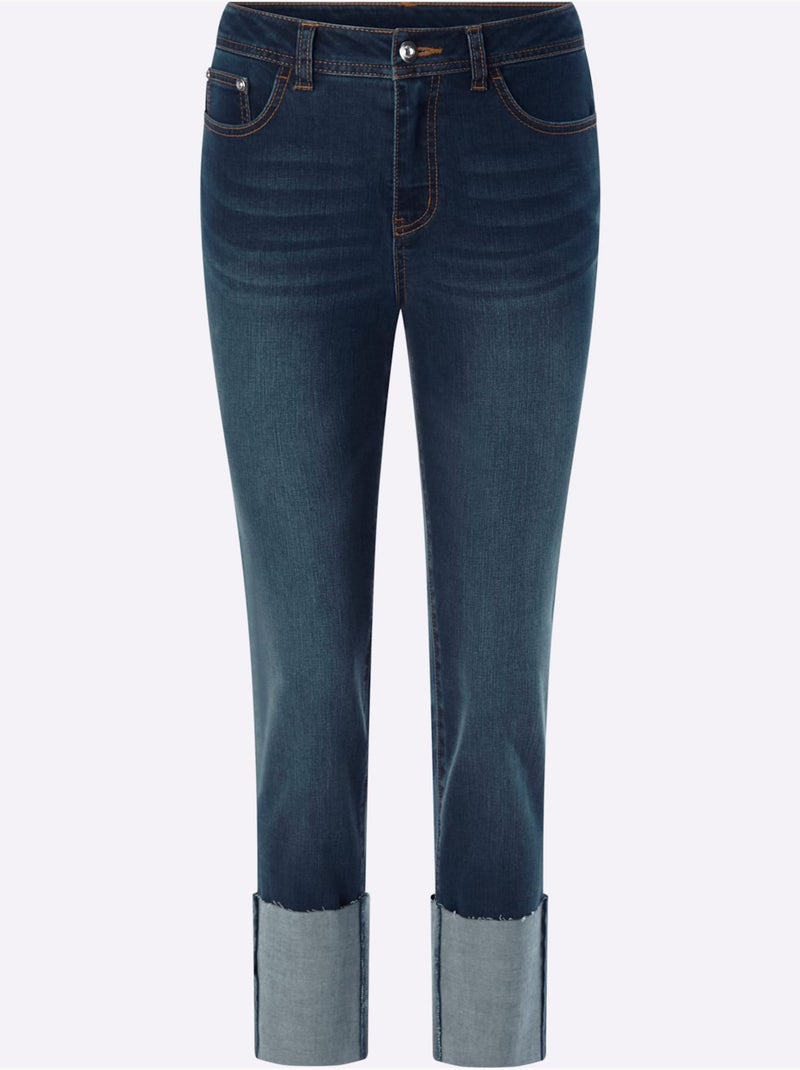 Jean 7/8 Coupe 5 Poches Moderne - Taille Standard - Helline Bleu jean - Kiabi