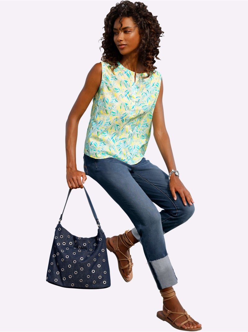 Jean 7/8 Coupe 5 Poches Moderne - Taille Standard - Helline Bleu jean - Kiabi
