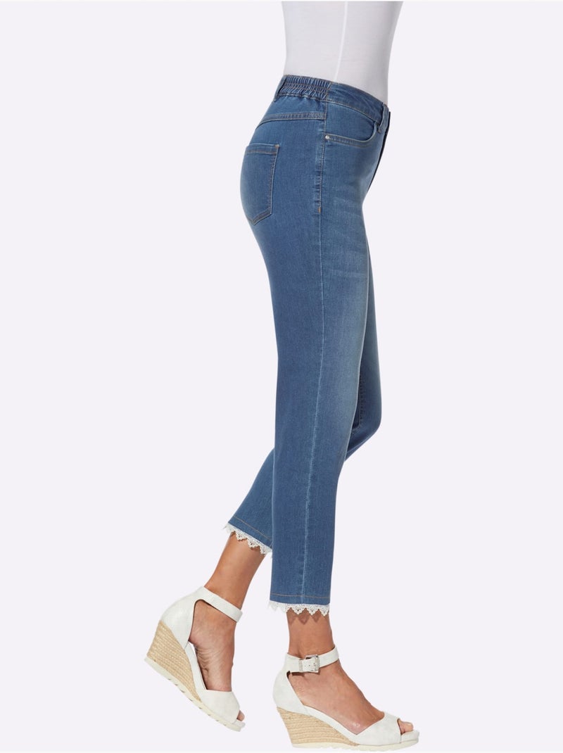 Jean 7/8 Dentelle à La Finition - Taille Standard - Moda Vilona Bleu - Kiabi