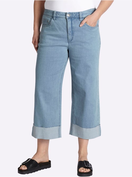 Jean 7/8 Empiècement Gainant Devant Avec Effet Affinant - Taille Standard - Sheego - Kiabi