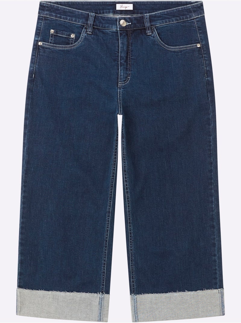 Jean 7/8 Empiècement Gainant Devant Avec Effet Affinant - Taille Standard - Sheego Bleu jean - Kiabi