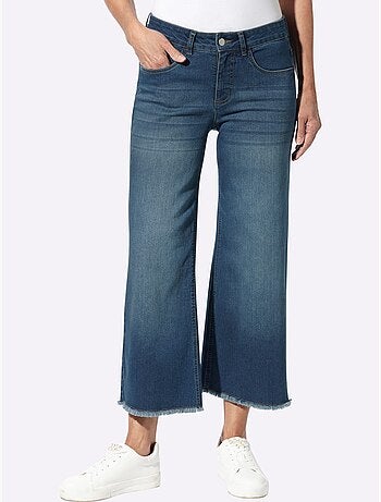 Jean 7/8 franges tendance à l'ourlet - taille standard - moda vilona