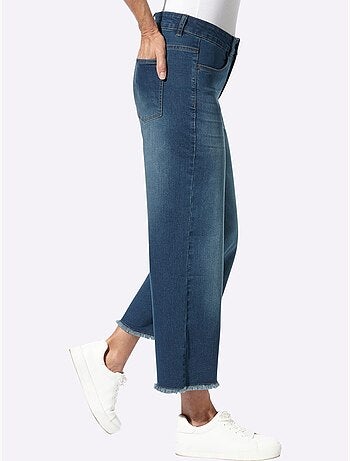 Jean 7/8 franges tendance à l'ourlet - taille standard - moda vilona