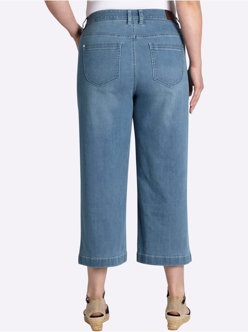 Jean 7/8 Jambes Larges Mode - Taille Standard - Sheego Bleu Blanc - Kiabi