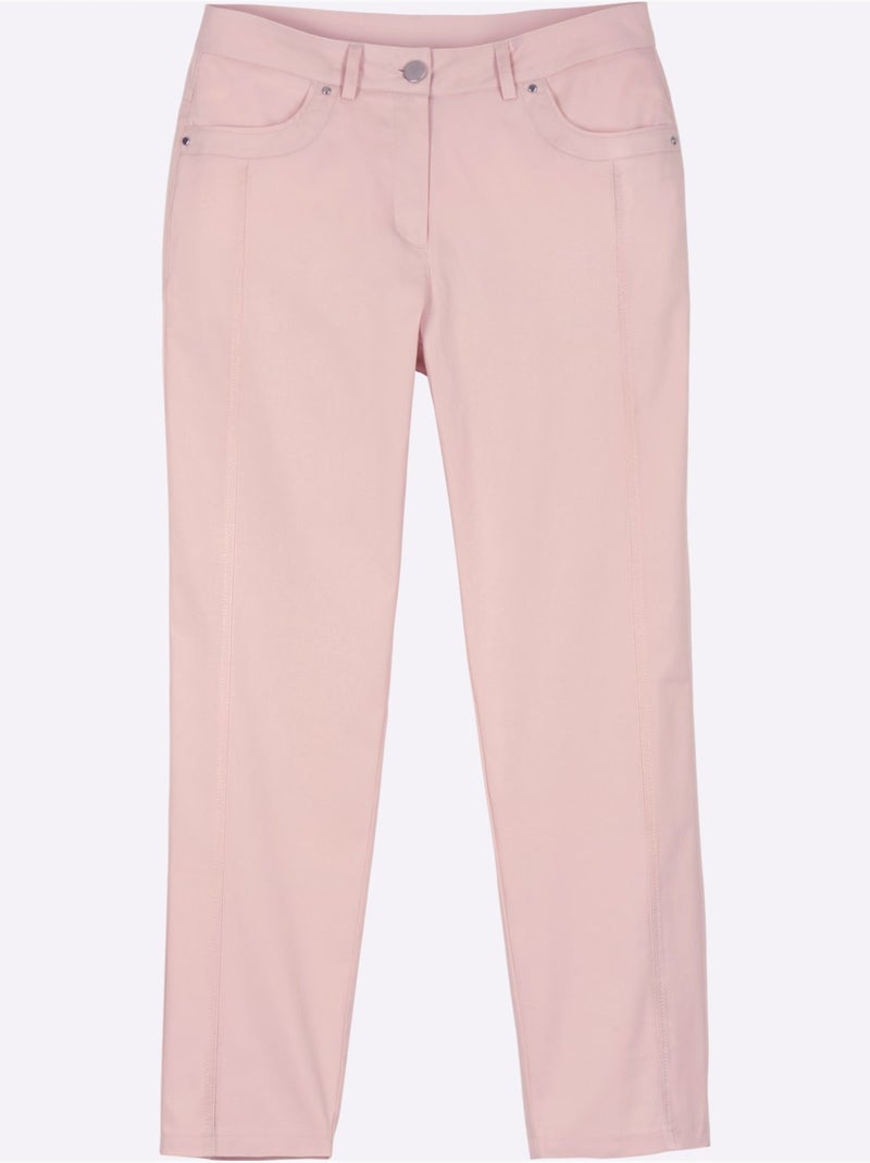 Jean 7/8 léger avec ceinture gainante et poches affichant des rivets argentés - Taille courte - Witt Rose - Kiabi
