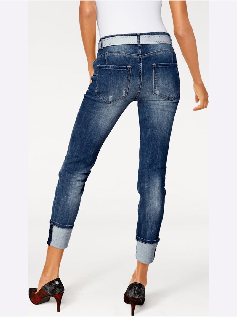 Jean 7/8 Longueur 7/8 - Taille Standard - Helline Bleu - Kiabi