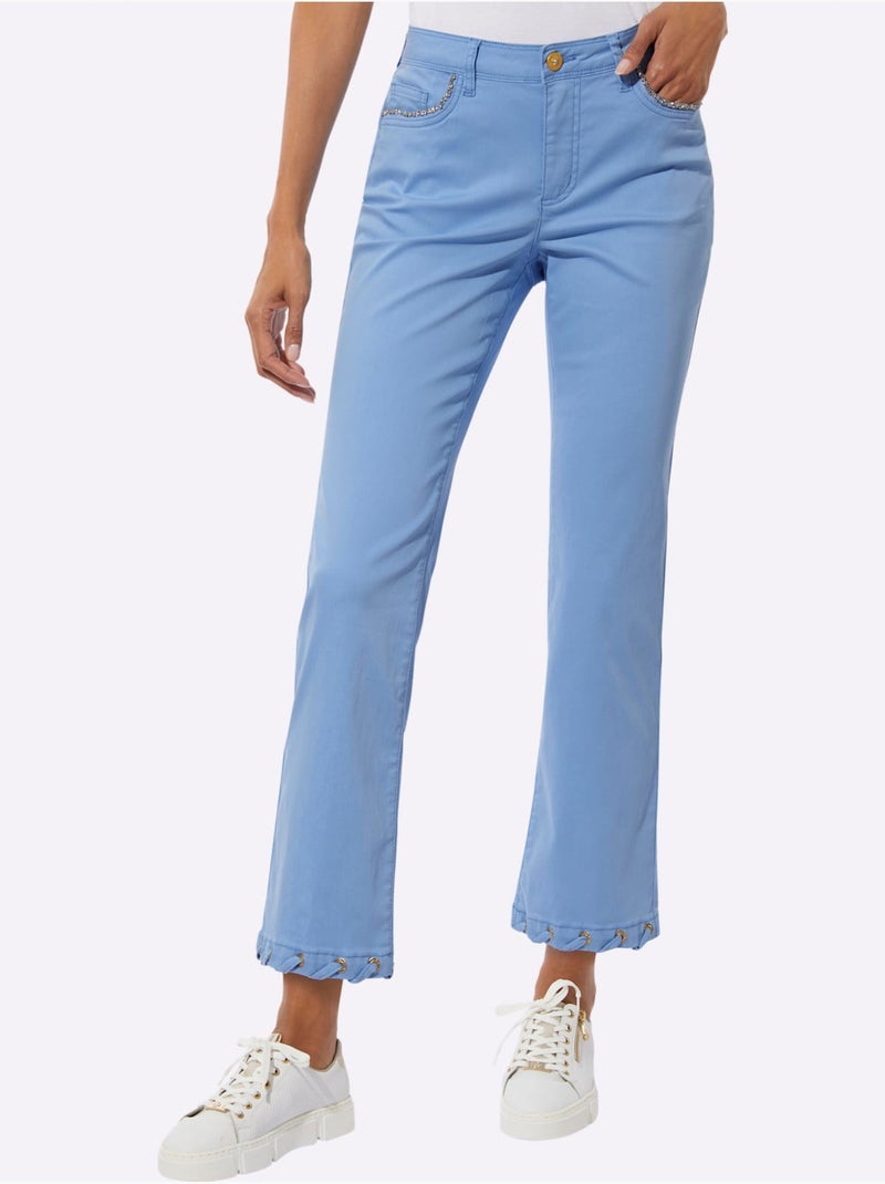Jean 7/8 Mélange Coton Et Lyocell De Qualité - Taille Standard - Helline Bleu ciel - Kiabi