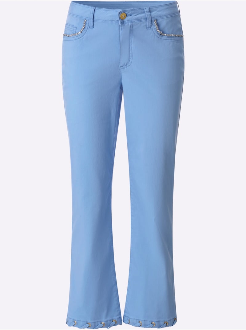 Jean 7/8 Mélange Coton Et Lyocell De Qualité - Taille Standard - Helline Bleu ciel - Kiabi