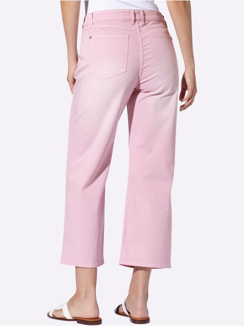 Jean 7/8 Pantalon Avec Jambes Larges - Taille Standard - helline Rose - Kiabi