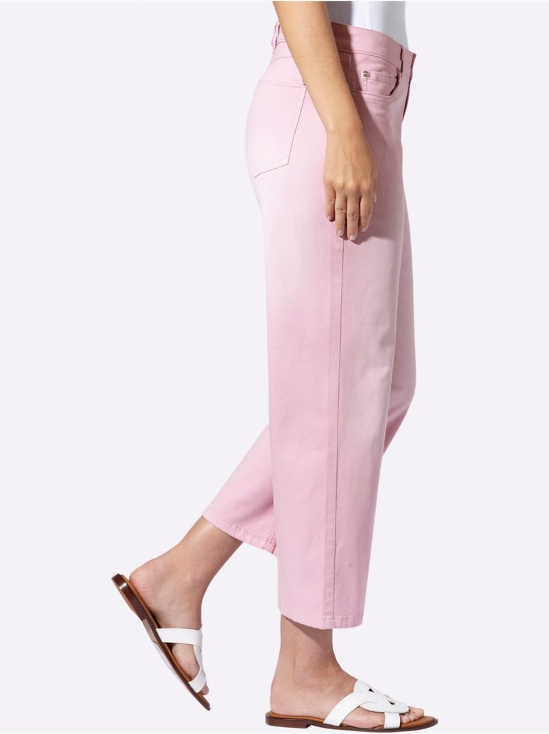 Jean 7/8 Pantalon Avec Jambes Larges - Taille Standard - helline Rose - Kiabi