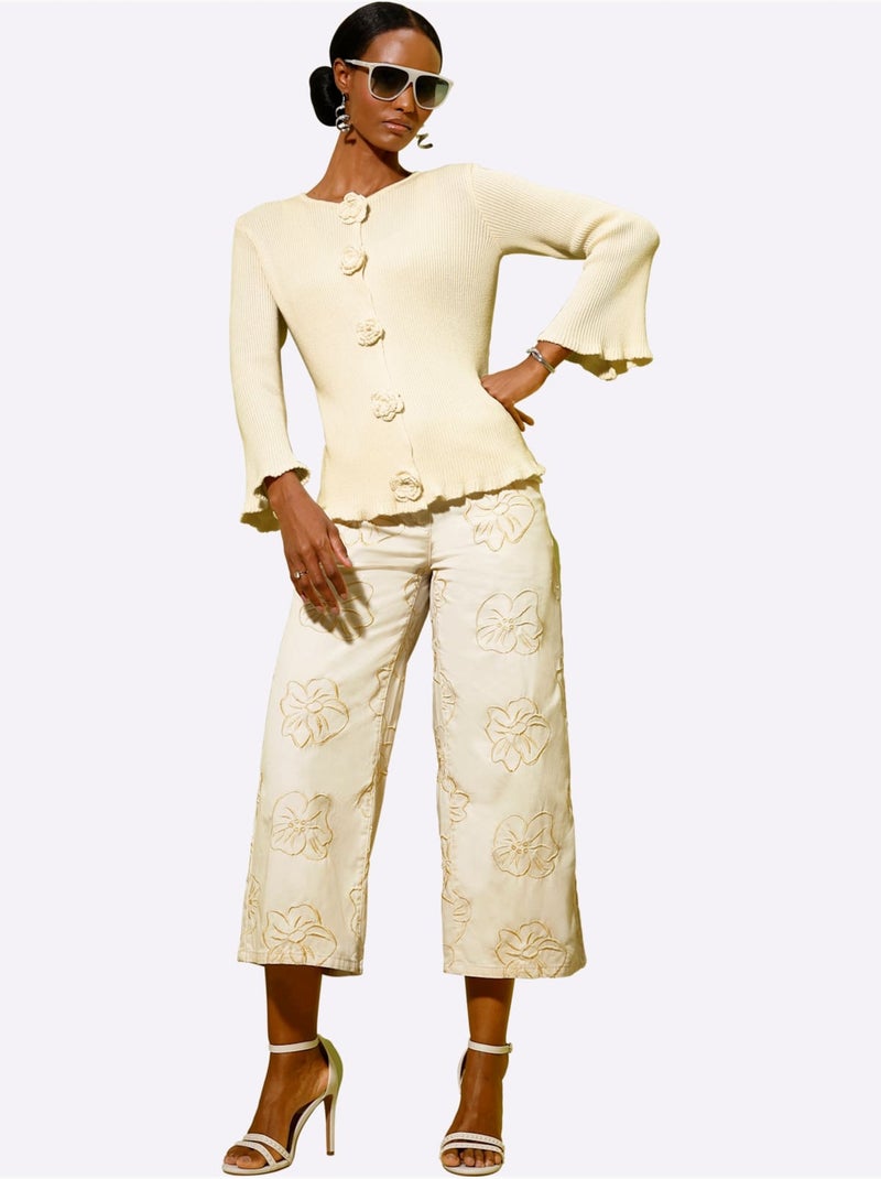 Jean 7/8 Pur Coton - Taille Standard - Helline Blanc Blanc - Kiabi