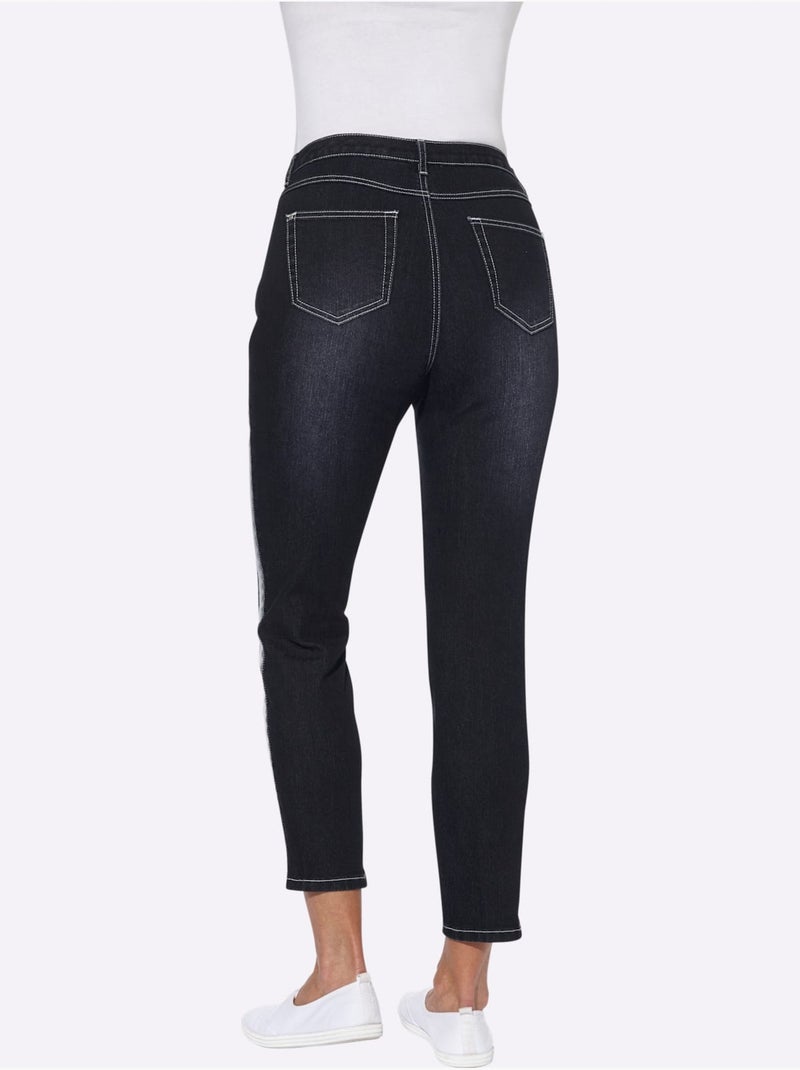 Jean 7/8 Qualité Coton - Taille Courte - Witt Bleu foncé - Kiabi