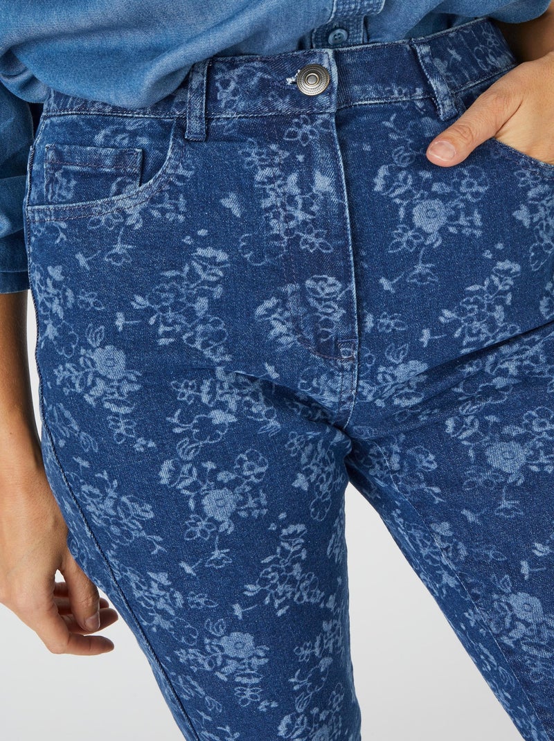 Jean 7/8ème 5 poches imprimé - Damart Bleu - Kiabi