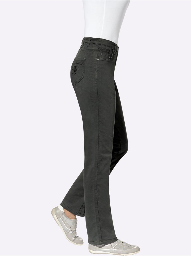 Jean 98% coton - taille courte - witt Gris - Kiabi
