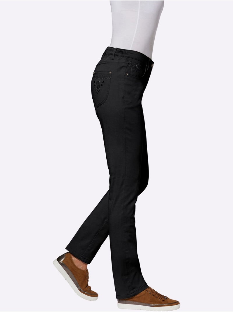 Jean 98% coton - taille courte - witt Noir - Kiabi