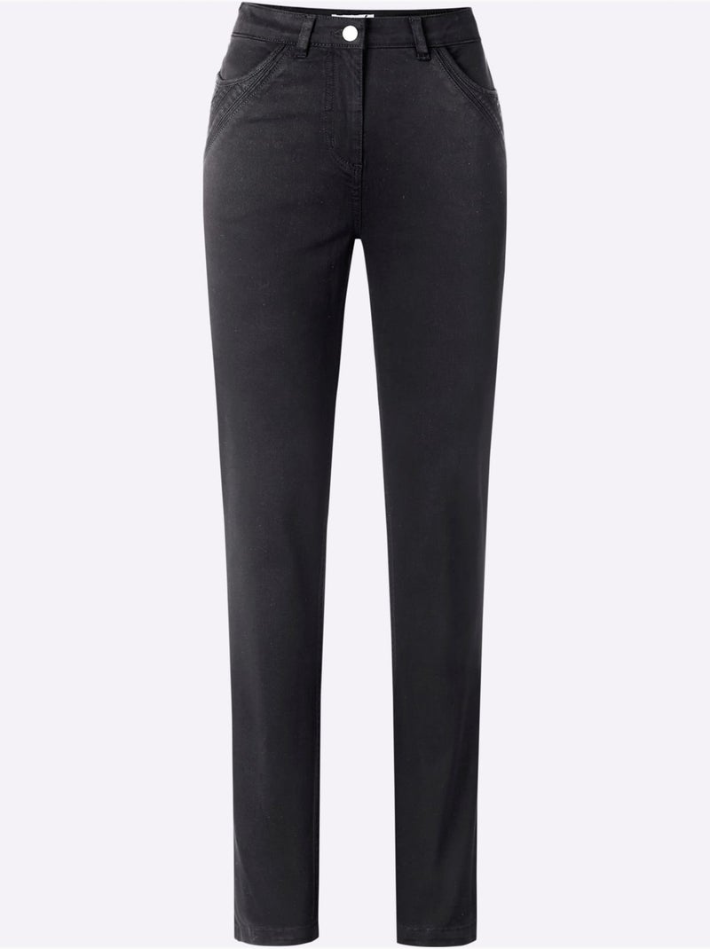 Jean 98% coton - taille courte - witt Noir - Kiabi
