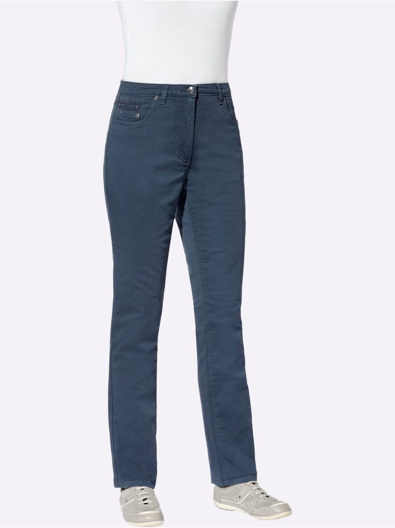 Jean 98% coton - taille extra courte - witt Bleu foncé - Kiabi