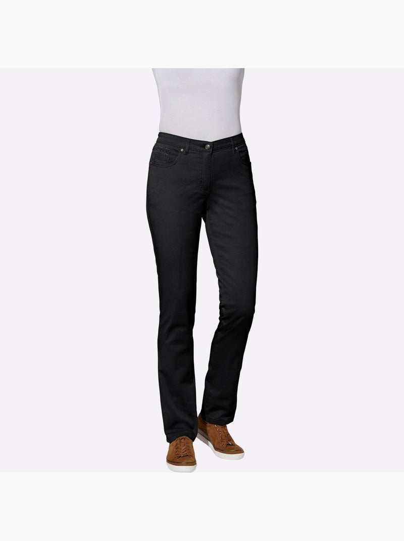 Jean 98% coton - taille extra courte - witt Noir - Kiabi