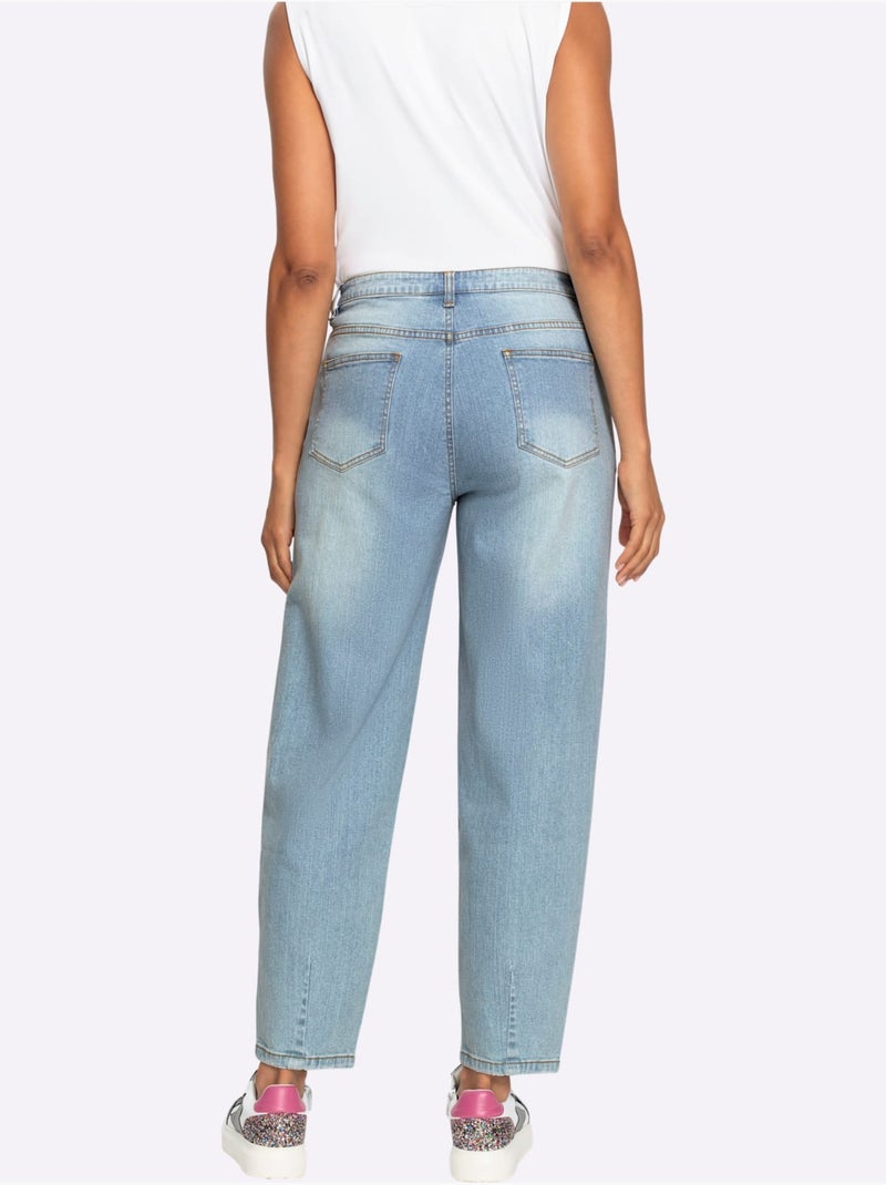 Jean 99% Coton - Taille Courte - Witt Bleu Blanc - Kiabi