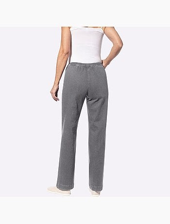 Jean à ceinture élastique confortable avec jambes larges - Taille courte - Moda Vilona