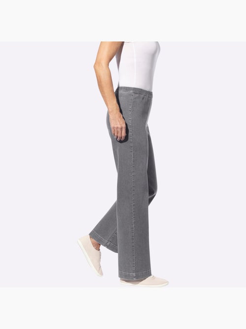 Jean à ceinture élastique avec jambes larges confortables - Taille courte - Moda Vilona - Kiabi