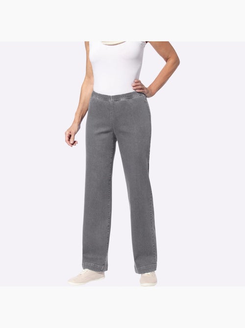 Jean à ceinture élastique avec jambes larges et confortables - Taille standard - Moda Vilona - Kiabi Jean à ceinture élastique avec jambes larges et confortables - Taille standard - Moda Vilona - Kiabi