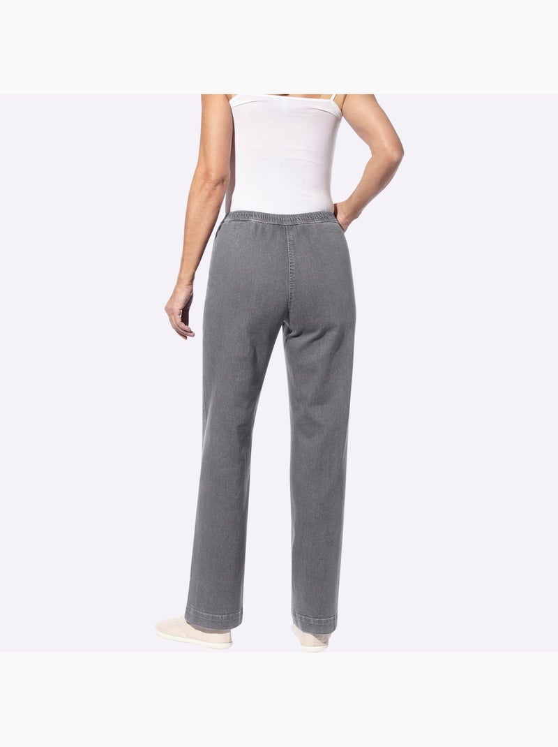 Jean à ceinture élastique avec jambes larges et confortables - Taille standard - Moda Vilona Gris - Kiabi