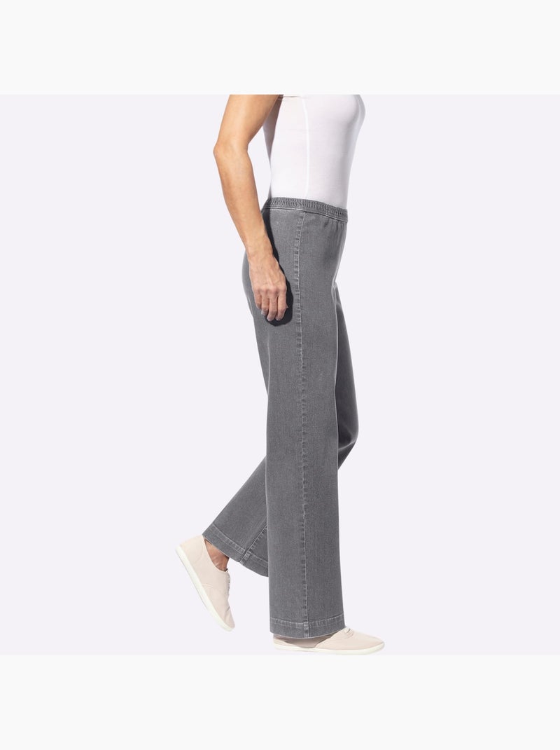 Jean à ceinture élastique avec jambes larges et confortables - Taille standard - Moda Vilona Gris - Kiabi