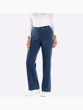 Jean à ceinture élastique avec jambes larges et confortables - taille standard - moda vilona