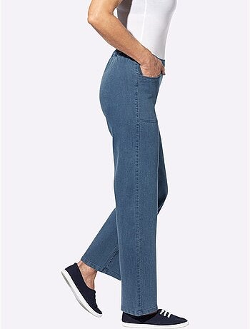 Jean confortable à ceinture élastique avec jambes larges et poches - taille courte - moda vilona