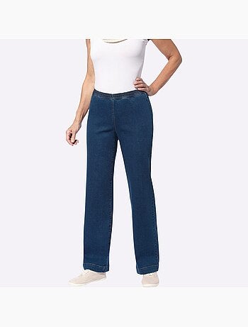 Jean à ceinture élastique confortable avec jambes larges - Taille courte - Moda Vilona