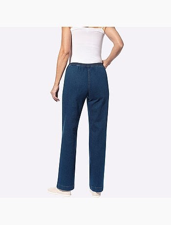 Jean à ceinture élastique confortable avec jambes larges - Taille courte - Moda Vilona