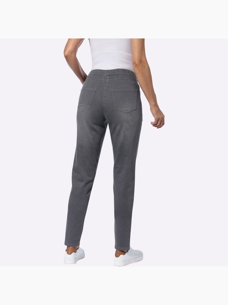 Jean à ceinture élastique avec poches et coulisse confortable - Taille standard - Witt Gris - Kiabi