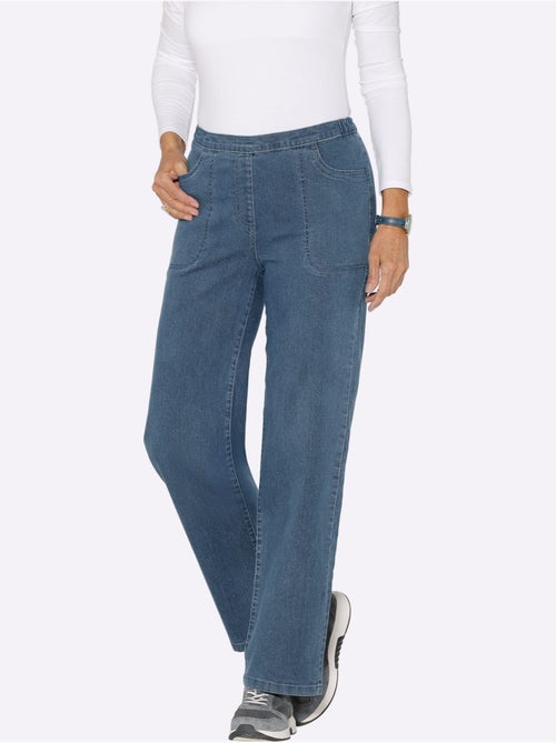 Jean à ceinture élastique avec poches et coupe décontractée - taille standard - moda vilona - Kiabi Jean à ceinture élastique avec poches et coupe décontractée - taille standard - moda vilona - Kiabi