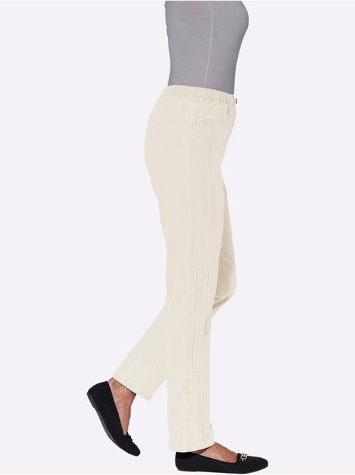 Jean à ceinture élastique avec poches pratiques et nervures latérales - Taille courte - Witt - Kiabi