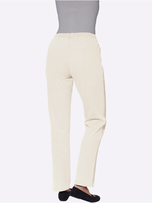 Jean à ceinture élastique avec poches pratiques et nervures latérales - Taille courte - Witt - Kiabi