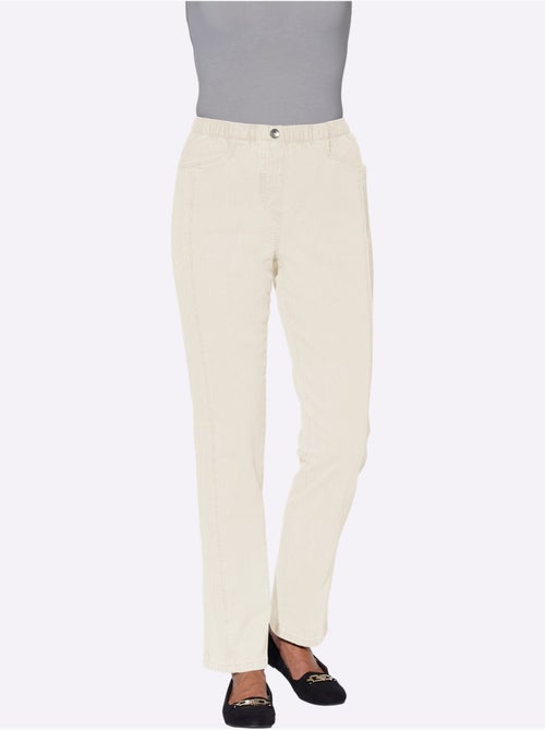 Jean à ceinture élastique avec poches pratiques et nervures latérales - Taille courte - Witt - Kiabi