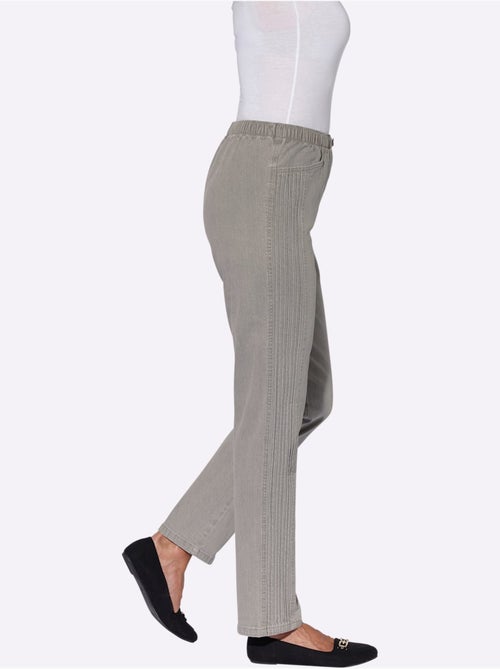 Jean à ceinture élastique avec poches pratiques et nervures latérales - Taille courte - Witt - Kiabi