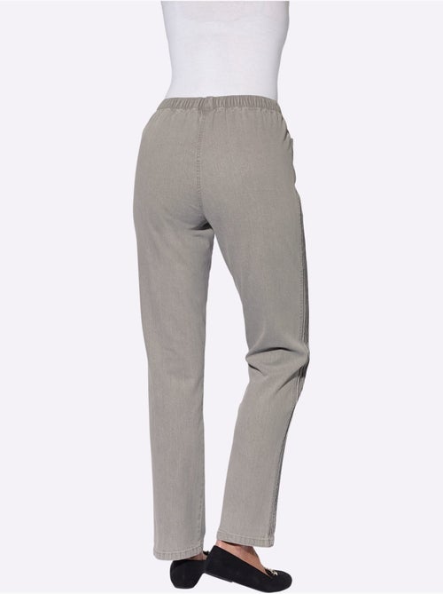 Jean à ceinture élastique avec poches pratiques et nervures latérales - Taille courte - Witt - Kiabi