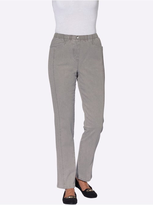 Jean à ceinture élastique avec poches pratiques et nervures latérales - Taille courte - Witt - Kiabi