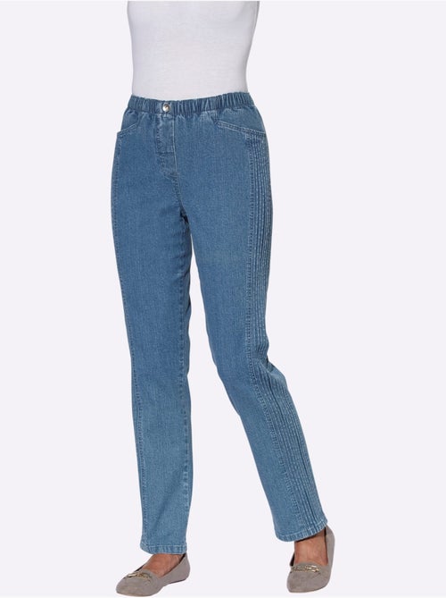 Jean à ceinture élastique avec poches pratiques et nervures latérales - Taille standard - Witt - Kiabi Jean à ceinture élastique avec poches pratiques et nervures latérales - Taille standard - Witt - Kiabi