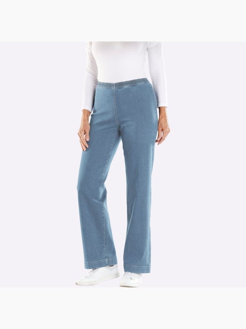 Jean à ceinture élastique confortable avec jambes larges - Taille standard - Moda Vilona - Kiabi Jean à ceinture élastique confortable avec jambes larges - Taille standard - Moda Vilona - Kiabi