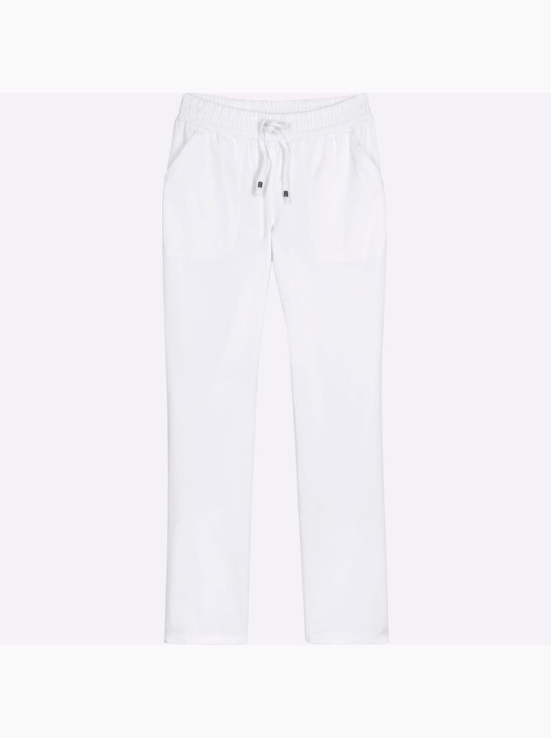 Jean à ceinture smockée avec poches devant et lien à nouer - Taille courte - Moda Vilona Blanc - Kiabi