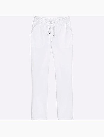 Jean avec ceinture smockée et poches en biais devant - Taille standard - Moda Vilona