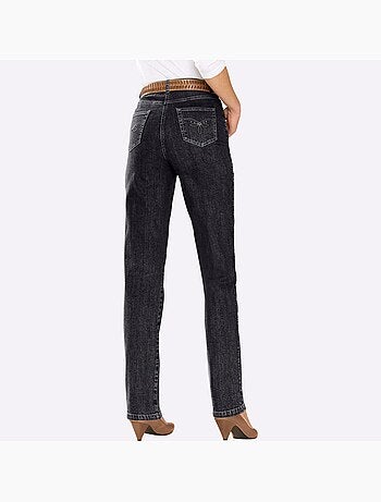 Jean à la coupe élancée avec broderie sur les poches arrière - Taille longue - Witt