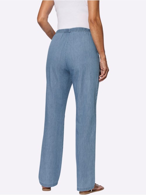 Jean à coupe large avec ceinture élastique et poches - Taille courte - Moda Vilona - Kiabi Jean à coupe large avec ceinture élastique et poches - Taille courte - Moda Vilona - Kiabi